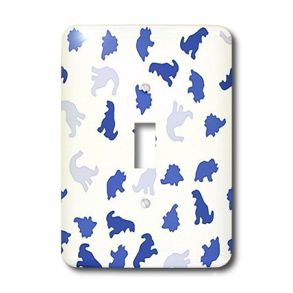 3dRose LLC lsp_109696_1 Blue Dinosaurs On White Single Toggle Switch