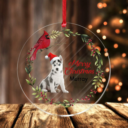 3in Round Christmas Acrylic Ornament Souvenir Christmas Cardinal Wreath Novelty Two-Side Printed Acrylic Keepsake for Christmas Tree Decorations Friends Xmas Gift Santa Come Here Winter Ornament