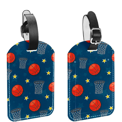 Luggage Tags for Suitcases Stars Basketball Pattern Travel Bag Labels Suitcase Baggage Tags Identifier Luggage Tags 2 PCS