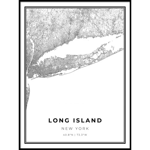 Skanndi Long Island Map Print, New York Road Map Print, Queens NY USA, Modern Wall Art, Street Map Artwork 9x11
