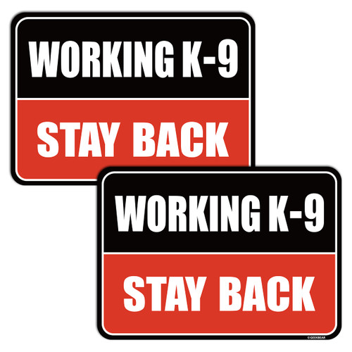 GEEKBEAR Working K-9 Car Magnet (Black/Red, 2 Pack) - Reflective Waterproof Magnetic Sign - 11.7 x 8.2 in