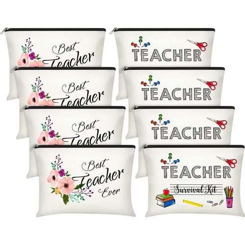 Frienda 8 Pieces Teacher Appreciation Gifts Makeup Cosmetic Bag Pouch Teacher Survival Kit Best Teacher Ever Teacher Pencil Case Bags Travel Toiletry Pouch Canvas Bags Teacher Supplies for Classroom Frienda 8 Pieces Teacher Appreciation Gifts Makeup Cosmetic Bag Pouch Teacher Survival Kit Best Teacher Ever Teacher Pencil Case Bags Travel Toiletry Pouch Canvas Bags Teacher Supplies for Classroom