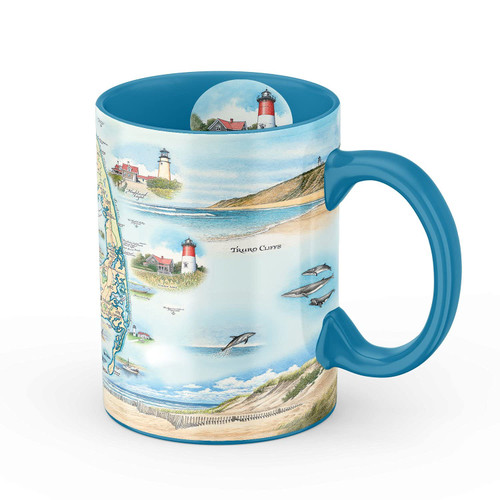 Xplorer Maps Cape Cod Map Ceramic Mug (Large 16oz) Coffee Cup, Tea, Cocoa, Hot Chocolate, Brew Mugs, and Cold Drinks, BPA-FREE - For Office, Home, Gift (Individual Mug)
