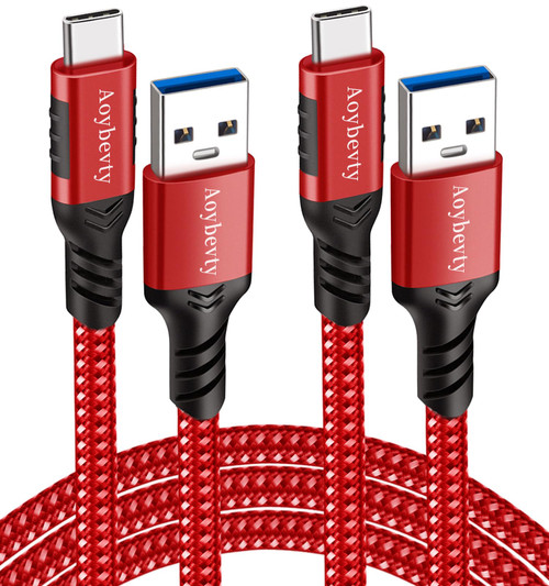 Aoybevty USB A to USB C Cable 3.3ft+10ft (Red), 10Gbps Data Transfer and 60W 3A Fast Charging Cable, USB C 3.1/3.2 Cable for Samsung Galaxy S22 S21 S20 S10 iPad Pro and Other Type-C Devices