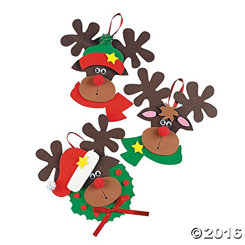 Foam Reindeer Holiday Ornament Craft Kit - Pack of 12 Kits
