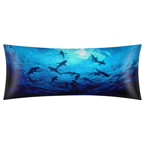 Ocean Animal Sharks Satin Body Pillow Case Cover with Zipper, 21" x 54" Shark Sea Pillow Cover Decorative Accent Long Pillowcase, Body Pillow Case for Adults, Silk Satin Cooling Pillowcase