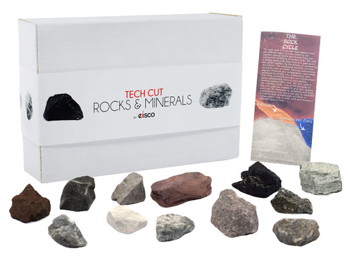 EISCO Rock Cycle Kit, 12 Pieces - Includes Metamorphic, Igneous & Sedimentary Rocks - 1" Specimens - Fun Geology Activity for Exploring The Rock Cycle & Rock Types - Tech Cut Rocks