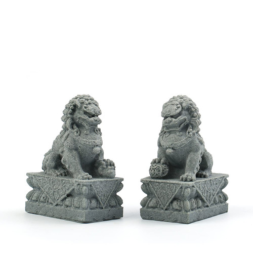 Foo Dogs Statues Pair Guardian Lion Statues Fu Foo Dogs Stone Statues Chinese Feng Shui Decor Housewarming Congratulatory to Ward Off Evil Energy (M)