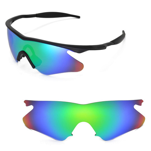 Walleva Replacement Lenses for Oakley M Frame Heater Sunglasses - Multiple Options Available (Emerald Mirror Coated - Polarized)