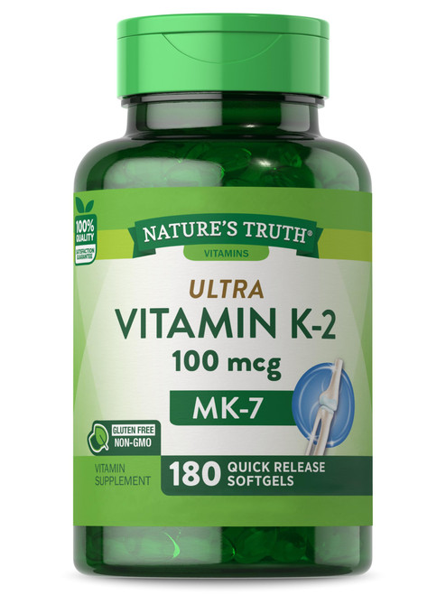 Nature's Truth Vitamin K2 MK7 | 100 mcg | 180 Softgel Capsules | Non-GMO & Gluten Free Supplement Nature's Truth Vitamin K2 MK7 | 100 mcg | 180 Softgel Capsules | Non-GMO & Gluten Free Supplement