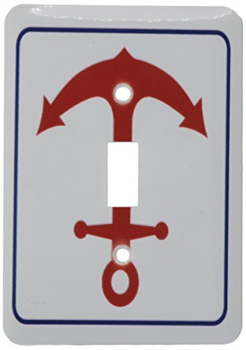 3dRose lsp_165792_1 Red Boat Anchor Blue Outline Light Switch Cover