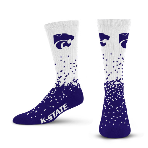 For Bare Feet NCAA KANSAS STATE WILDCATS Spray Zone Crew Sock Team Color Large