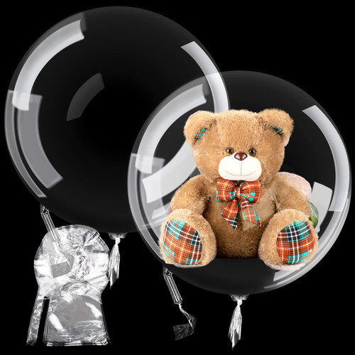 Ayfjovs 12 Pcs 30 Inch Large Clear Balloons for Stuffing, Wide Mouth Big Bobo Balloons, Fillable Transparent Balloons, Pre Stretched Stuffing Balloons for Wedding Baby Shower Birthday Party Decor