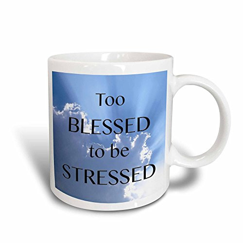 3dRose Too Blessed to Be Stressed Magic Transforming Mug, 11-Ounce