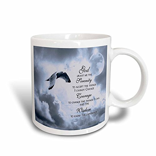 3dRose The Serenity Prayer, Dove, Clouds, Inspirational, Magic Transforming Mug, 11-Oz
