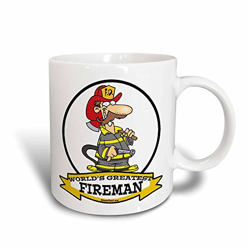 3dRose Funny Worlds Greatest Fireman II Cartoon Magic Transforming Mug, 11-Ounce