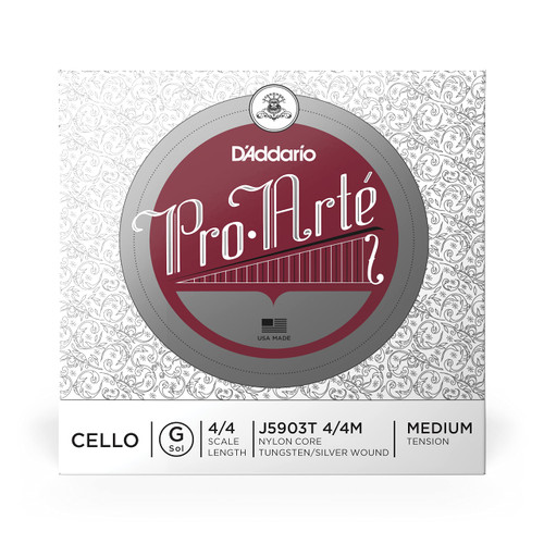 D'Addario Pro-Arte Cello Single G String, 4/4 Scale, Medium Tension
