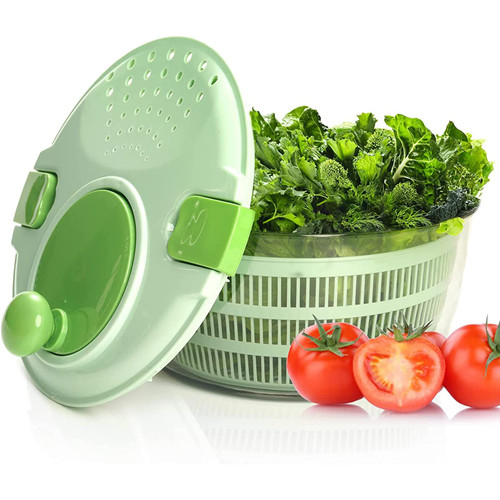 March 10th Salad Spinner Large Lettuce Spinner Vegetable Dryer Green 4.2L, Vegetable Spinner Dryer Spinning Colander Vegetable Spinner Lettuce Dryer Spinner Easy to Clean Salad Spinners