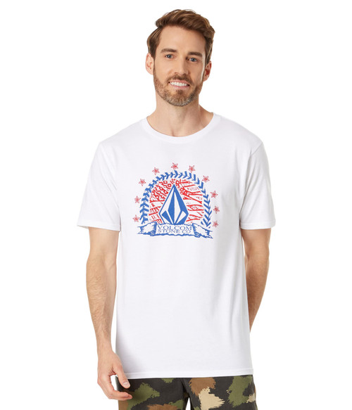 Volcom Men's Regular Huskerdont Short Sleeve Tee, White, Small