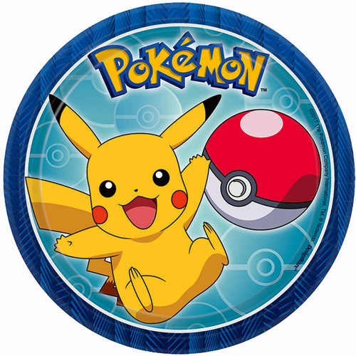 amscan Pokemon Round Paper Plates - 7" - Multicolor - Pack of 48