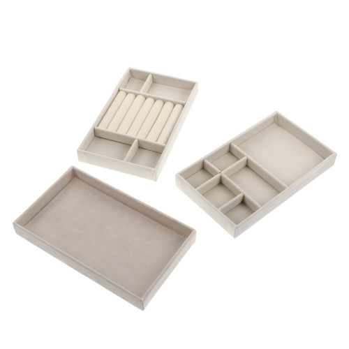 Holibanna 3pcs Jewelry Tray Jewelry Trays for Drawers Garnish Tray Necklace Display Stand Jewelry Display Trays Organizadores Ring Dish Holder Density Board, Fleece Beige Storage Tray Clutch