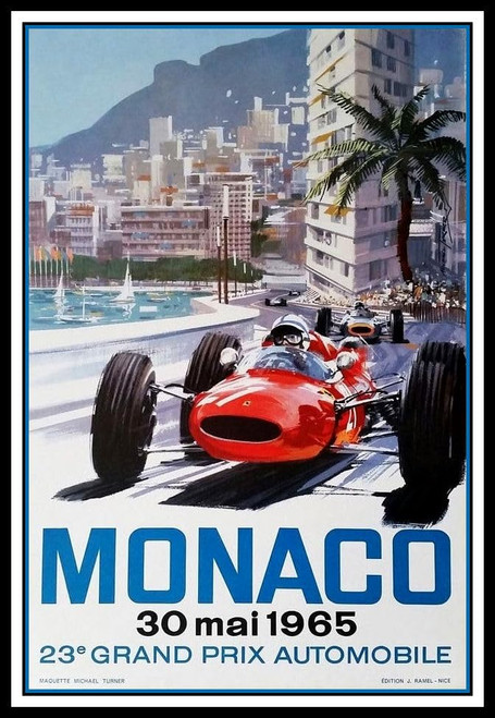 Grand Prix 1965 Monaco France Racing Poster Fridge Magnet 6x8 Large (3.5x5)