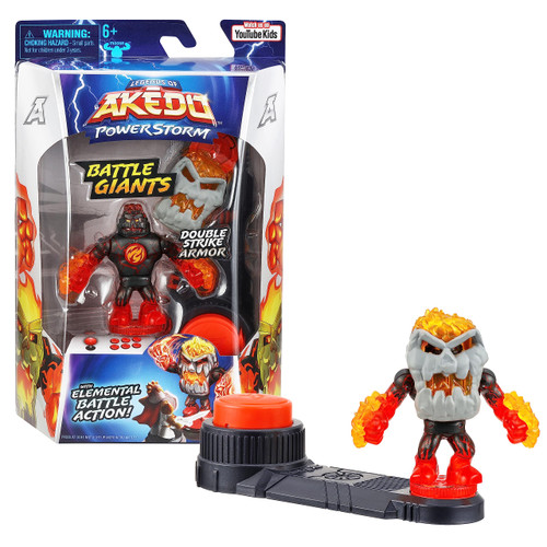 Legends of Akedo Powerstorm | Battle Giant Volcrag | Mini Battling Action Figure with Double Strike Armor | Ready, Fight, Split Strike.