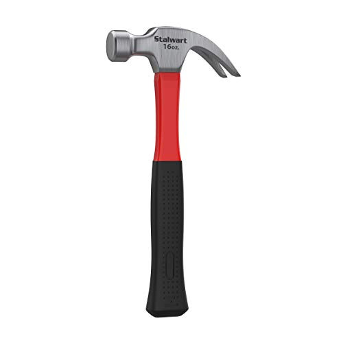 Fiberglass Claw Hammer With Comfort Grip Handle And Curved Rip Claw, Red