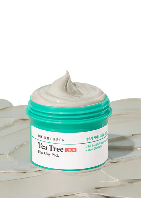 BRING GREEN Tea Tree Cica Pore Clay Pack | Vegan Deep Pore Cleansing Clay Mask, for Pore Purifying, Contains Cica & Tea tree for Soothing & Relieving Stressed Skin 4.06 Fl. Oz.
