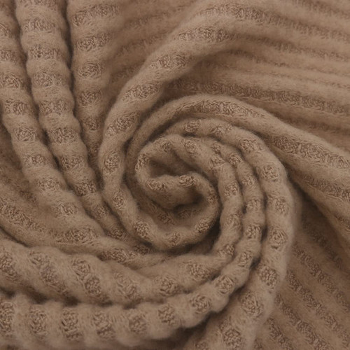 Solid Waffle Brush Poly Rayon Spandex Knit Fabric (Sample Swatch (7"x10" Inches), Latte)