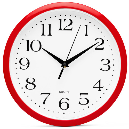Bernhard Products Red Wall Clock Silent Non Ticking - 12 Inch Quality Quartz Battery Operated Round Easy to Read Bernhard Products Red Wall Clock Silent Non Ticking - 12 Inch Quality Quartz Battery Operated Round Easy to Read