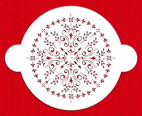 Designer Stencils C098 Round Medallion Cake Stencil, Beige/semi-transparent