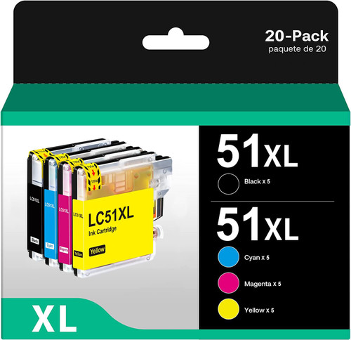 Jalada Compatible Ink Cartridge Replacement for Brother LC51 LC-51 LC51BK LC51C LC51M LC51Y Compatible with MFC-240C MFC-440CN MFC-465CN MFC-665CW Printer (5 Black, 5 Cyan, 5 Magenta, 5 Yellow)20 Pack Jalada Compatible Ink Cartridge Replacement for Brother LC51 LC-51 LC51BK LC51C LC51M LC51Y Compatible with MFC-240C MFC-440CN MFC-465CN MFC-665CW Printer (5 Black, 5 Cyan, 5 Magenta, 5 Yellow)20 Pack
