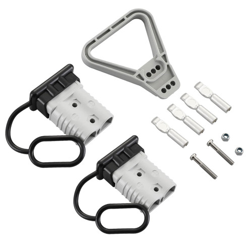 micrl 2PCS 4 Gauge 175 Amp Battery Quick Connectors with Handle, Jumper Cable Plug Connect/Disconnect for Recovery Winch, Towing Systems (Grey)