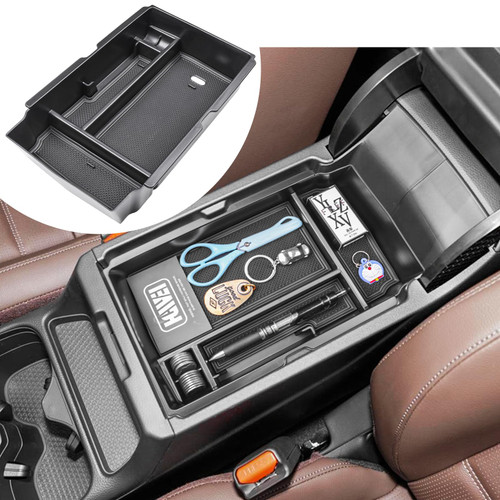 HGWEI Center Console Organizer Compatible with Honda CRV 2023 2024 Interior Accessories, Hybrid/EX/EX-L/LX/SE/Sport/Touring ABS Material Armrest Storage Box Insert Tray (Black Trim)