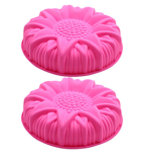 Round Cake Pan 2pcs Sunflower Cake Mold Kitchen Silicone Baking Molds Non- Stick Cake Pan Bread Pie Flan Tart Mold Bakeware Pan for Birthday Party DIY Cheesecake Baking Pan