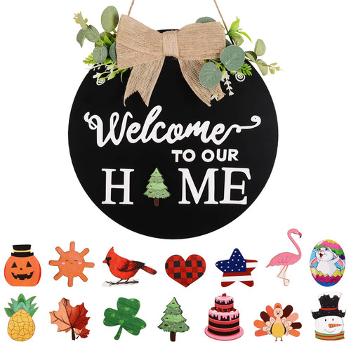 Welcome Sign Welcome Front Door Round Wood Sign Christmas Gifts Hanging Welcome Sign Front Door Decor Housewarming Gift Interchangeable Welcome Home Sign Decor Black Welcome Sign Welcome Front Door Round Wood Sign Christmas Gifts Hanging Welcome Sign Front Door Decor Housewarming Gift Interchangeable Welcome Home Sign Decor Black