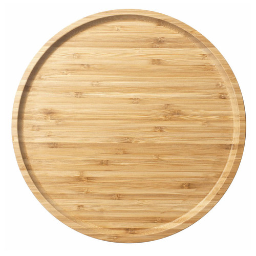 YANGQIHOME Bamboo Serving Platter, Round Wood Tray, Wooden Serving Tray, Fruit, Bread, Salad Plate, Charcuterie Serving Board (13.8 inch)
