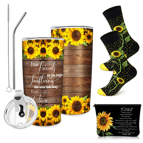 3 Set Graduation Sunflower Gifts for Women Birthday Gifts for Her Friend Friendship Gifts Christian Sunflower Tumbler Cup Makeup Bag Travel Cosmetic Bag Crew Socks for Mom Girls Sister Daughter 3 Set Graduation Sunflower Gifts for Women Birthday Gifts for Her Friend Friendship Gifts Christian Sunflower Tumbler Cup Makeup Bag Travel Cosmetic Bag Crew Socks for Mom Girls Sister Daughter
