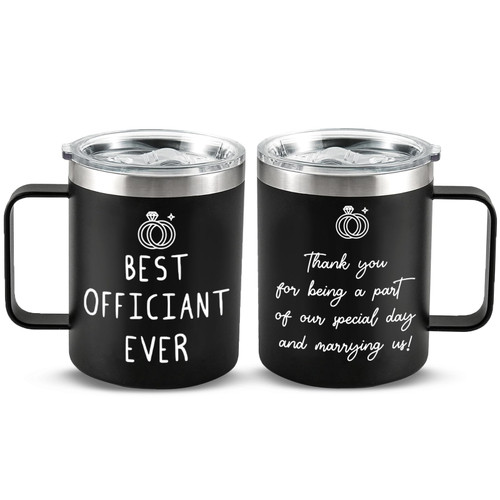 ARYDGELL Wedding Officiant Gift Coffee Mug, Gift From Bride & Groom, Thank You Gift for Wedding Officiant, 12oz Officiant Mug Best Officiant Ever Coffee Mug from Couple (Black)