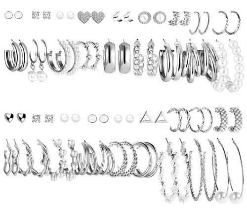 36 Pairs Gold Earrings Set for Women Girls, Fashion Pearl Chain Link Stud Drop Dangle Earrings Multipack Hoop Earring Packs, Hypoallergenic Earrings for Birthday Party Jewelry Gift 36 Pairs Gold Earrings Set for Women Girls, Fashion Pearl Chain Link Stud Drop Dangle Earrings Multipack Hoop Earring Packs, Hypoallergenic Earrings for Birthday Party Jewelry Gift