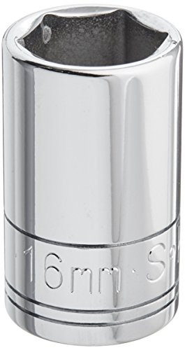 SK Hand Tool 48216 6 Point 1/2-Inch Drive Standard Socket, 16mm, Chrome