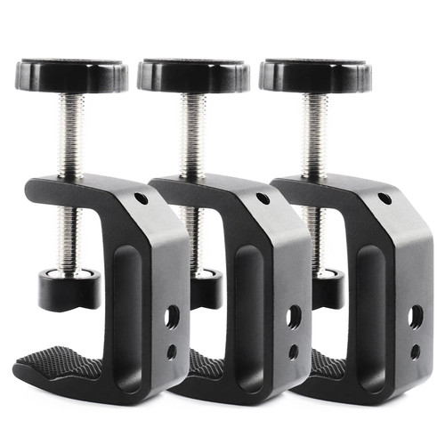 ZZBUY 3 Pack Universal C Clamps 2.4" Aluminum Support Clamp Adjustable Screw Clamp Fixing Clip for Desk Table Camera Securing Mount with 1/4" and 3/8" Thread Hole