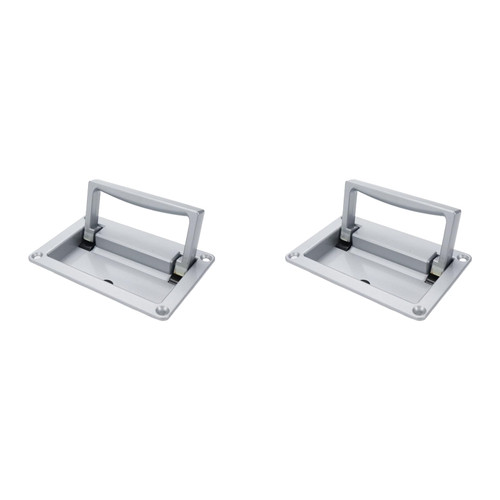 KUMGROT 2 Pack Silver Container Handle Zinc Alloy Recessed Pull Handle Hidden Flush Pulls Flush Lift Furniture Handle, 4.37" x 2.56"