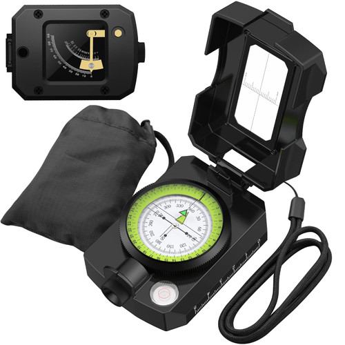 Proster IP54 Hiking Compass with Sighting Clinometer Professional Military Compass Aluminum Alloy Camping Compass Waterproof with Carry Bag for Camping Hunting Hiking Geology Activities