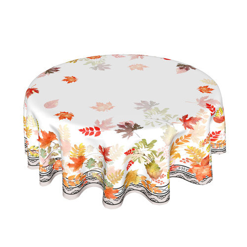 Sweetshow Thanksgiving Fall Leaf Tablecloth Round 60 Inch Autumn Watercolor Leaf Table Cloths Polyester Fabric Fall Leaf Seasonal Table Cover for Kitchen Dining Room Picnic Party Autumn/Fall Outdoor