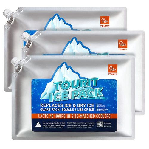 TOURIT Reusable Ice Pack for Coolers Long Lasting Cooler Ice Packs for Cooler Bag Lunch Bags/Boxes, Cooler Backpacks, Freezer Packs for Coolers(Set of 3)
