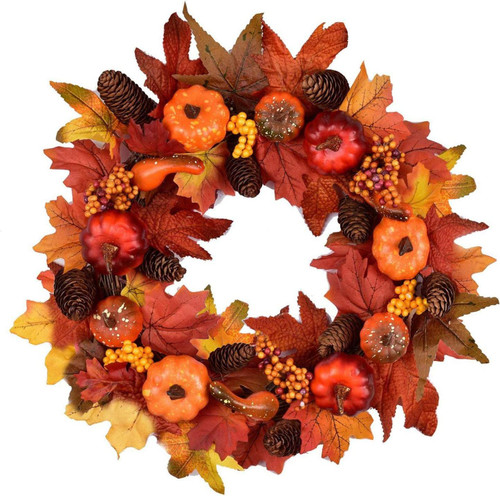 Qiuwaihei Thanksgiving Wreath Fall Maple Wreath 14 inches Fall Wreath with Maple Pumpkin Pine Cone Berry Ornament for Front Door Thanksgiving Decor Thanksgiving Decorations Autumn Wreath Qiuwaihei Thanksgiving Wreath Fall Maple Wreath 14 inches Fall Wreath with Maple Pumpkin Pine Cone Berry Ornament for Front Door Thanksgiving Decor Thanksgiving Decorations Autumn Wreath