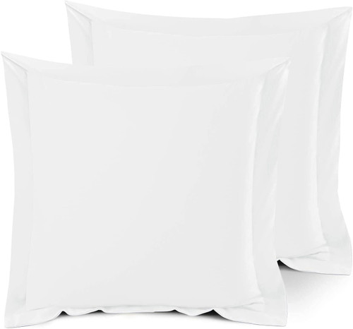 European Square Pillow Shams Set of 2, Super Soft and Cozy,Throw Pillow Covers, Wrinkle, Fade, 600 Thread Count, Stain Resistant Square Pillow Cases (White, European 26 x 26)