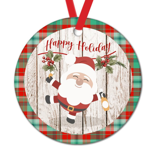Santa Claus Ornament for Christmas Tree Decor Happy Holiday Santa Vintage Holiday Keepsake Round Ceramic Christmas Ornament Green and Red Xmas Plaid Christmas Decorations Gift Santa Claus Ornament for Christmas Tree Decor Happy Holiday Santa Vintage Holiday Keepsake Round Ceramic Christmas Ornament Green and Red Xmas Plaid Christmas Decorations Gift